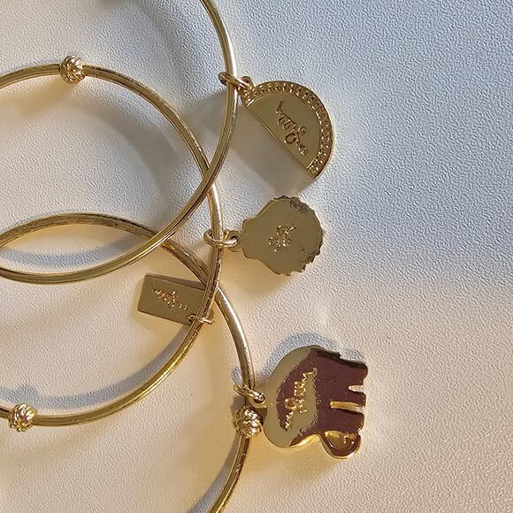 Lilly Pulitzer Gold Charm Bracelet Trio - Elephant, Watermelon & Seashell Bangle - Picture 2 of 7